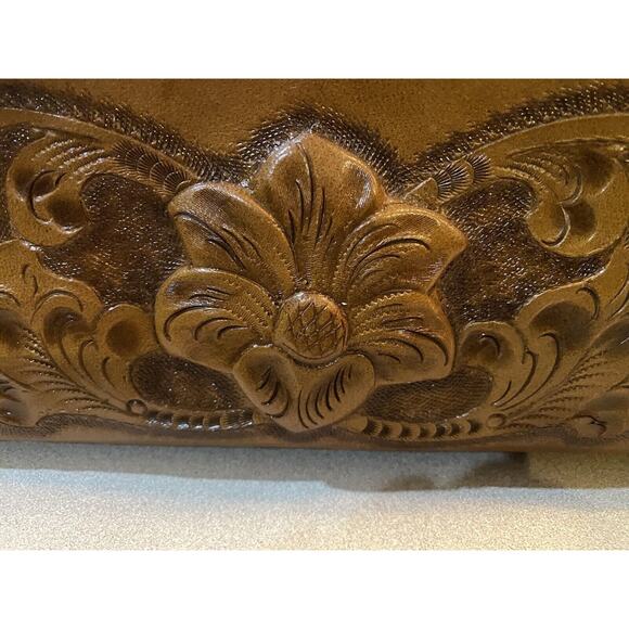 LOPEZ CAMACHO LEATHER HANDBAG, Hand Made In Mexico Indian Flower Excellent Cond - Picture 2 of 13